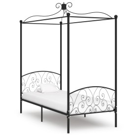 Estructura de cama con dosel metal negro 90x200 cm de vidaXL, Camas y somieres - Ref: Foro24-284474, Precio: 122,99 €, Descue...