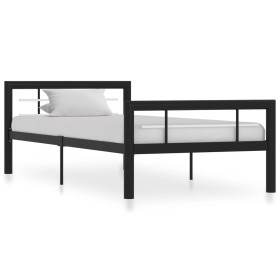 Estructura de cama de metal negro y blanco 90x200 cm de vidaXL, Camas y somieres - Ref: Foro24-284550, Precio: 117,13 €, Desc...