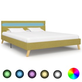 Estructura de cama con LED tela verde 120x200 cm de vidaXL, Camas y somieres - Ref: Foro24-284860, Precio: 156,99 €, Descuent...