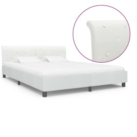 Estructura de cama de cuero sintético blanco 180x200 cm de vidaXL, Camas y somieres - Ref: Foro24-284875, Precio: 247,99 €, D...