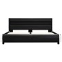 Bed frame with LED in black synthetic leather 140x200 cm by vidaXL, Beds and slatted bases - Ref: Foro24-284975, Price: 320,9...