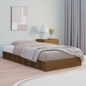 Estructura cama individual madera maciza marrón miel 75x190 cm de vidaXL, Camas y somieres - Ref: Foro24-820699, Precio: 132,...