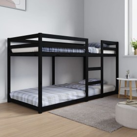 Solid black pine wood bunk bed 90x200 cm by vidaXL, Beds and slatted bases - Ref: Foro24-821648, Price: 286,99 €, Discount: %