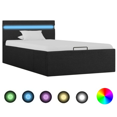 Cama canapé hidráulica almacenaje LED tela gris oscuro 90x200cm de vidaXL, Camas y somieres - Ref: Foro24-285600, Precio: 378...