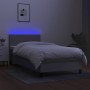 Box spring bed mattress and LED lights light gray fabric 90x200 cm by vidaXL, Beds and slatted bases - Ref: Foro24-3132965, P...