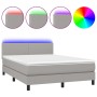 Cama box spring con colchón tela y LED gris claro 140x200 cm de vidaXL, Camas y somieres - Ref: Foro24-3132997, Precio: 439,3...