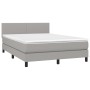 Box spring bed with fabric mattress and light gray LED 140x200 cm by vidaXL, Beds and slatted bases - Ref: Foro24-3132997, Pr...