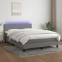 Box spring bed with mattress and LED dark gray fabric 140x200 cm by vidaXL, Beds and slatted bases - Ref: Foro24-3132998, Pri...