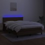 Cama box spring con colchón LED tela marrón oscuro 140x200 cm de vidaXL, Camas y somieres - Ref: Foro24-3133000, Precio: 423,...