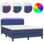 Cama box spring con colchón y LED tela azul 140x200 cm de vidaXL, Camas y somieres - Ref: Foro24-3133003, Precio: 432,42 €, D...