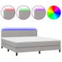 Cama box spring con colchón tela y LED gris claro 180x200 cm de vidaXL, Camas y somieres - Ref: Foro24-3133013, Precio: 532,8...