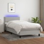 Cama box spring colchón y luces LED tela gris claro 90x200 cm de vidaXL, Camas y somieres - Ref: Foro24-3133045, Precio: 306,...