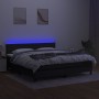 Box spring bed with LED mattress black fabric 180x200 cm by vidaXL, Beds and slatted bases - Ref: Foro24-3133015, Price: 577,...