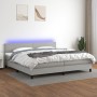 Cama box spring con colchón tela y LED gris claro 200x200 cm de vidaXL, Camas y somieres - Ref: Foro24-3133021, Precio: 574,5...