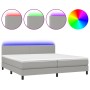 Cama box spring con colchón tela y LED gris claro 200x200 cm de vidaXL, Camas y somieres - Ref: Foro24-3133021, Precio: 574,5...