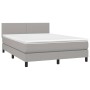 Box spring bed with fabric mattress and light gray LED 140x190 cm by vidaXL, Beds and slatted bases - Ref: Foro24-3132989, Pr...