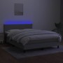 Cama box spring con colchón tela y LED gris claro 140x190 cm de vidaXL, Camas y somieres - Ref: Foro24-3132989, Precio: 473,2...