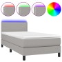 Boxspringbettmatratze und LED-Leuchten aus hellgrauem Stoff 90x190 cm von vidaXL, Betten und Lattenroste - Ref: Foro24-313303...