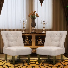 French-style armchairs, 2 units, cream-colored fabric by vidaXL, Armchairs - Ref: Foro24-240288, Price: 275,14 €, Discount: %