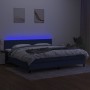 Box spring bed with mattress and LED blue fabric 200x200 cm by vidaXL, Beds and slatted bases - Ref: Foro24-3133027, Price: 6...