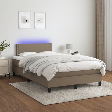 Boxspringbett mit Matratze und LED-Stoff in Taupegrau, 120 x 200 cm von vidaXL, Betten und Lattenroste - Ref: Foro24-3133065,...