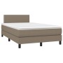 Box spring bed with mattress and LED taupe gray fabric 120x200 cm by vidaXL, Beds and slatted bases - Ref: Foro24-3133065, Pr...