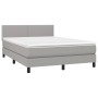 Boxspringbettmatratze und LED-Leuchten hellgrauer Stoff 140x190 cm von vidaXL, Betten und Lattenroste - Ref: Foro24-3133069, ...