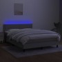 Box spring bed mattress and LED lights light gray fabric 140x190 cm by vidaXL, Beds and slatted bases - Ref: Foro24-3133069, ...