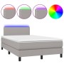 Cama box spring con colchón tela y LED gris claro 120x200 cm de vidaXL, Camas y somieres - Ref: Foro24-3133061, Precio: 364,0...