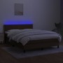 Cama box spring colchón luces LED tela marrón oscuro 140x200cm de vidaXL, Camas y somieres - Ref: Foro24-3133080, Precio: 421...