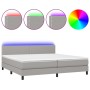 Cama box spring con colchón tela y LED gris claro 200x200 cm de vidaXL, Camas y somieres - Ref: Foro24-3133101, Precio: 567,8...