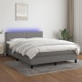 Cama box spring colchón y luces LED tela gris oscuro 140x200 cm de vidaXL, Camas y somieres - Ref: Foro24-3133078, Precio: 44...