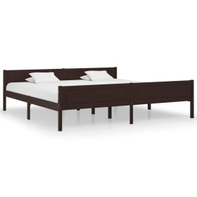 Dark brown solid pine wood bed frame 200x200 cm by vidaXL, Beds and slatted bases - Ref: Foro24-322123, Price: 158,32 €, Disc...