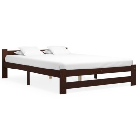 Dark brown solid pine wood bed frame 180x200 cm by vidaXL, Beds and slatted bases - Ref: Foro24-322017, Price: 157,99 €, Disc...