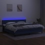 Boxspringbettmatratze und LED-Leuchten aus blauem Stoff 200x200 cm von vidaXL, Betten und Lattenroste - Ref: Foro24-3133107, ...