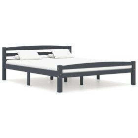 Dark gray pine solid wood bed frame 160x200 cm by vidaXL, Beds and slatted bases - Ref: Foro24-322093, Price: 169,99 €, Disco...