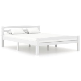 Estructura de cama de madera maciza de pino blanca 140x200 cm de vidaXL, Camas y somieres - Ref: Foro24-322071, Precio: 108,9...