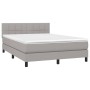 Box spring bed mattress and LED lights light gray fabric 140x190 cm by vidaXL, Beds and slatted bases - Ref: Foro24-3133149, ...