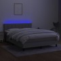 Box spring bed mattress and LED lights light gray fabric 140x190 cm by vidaXL, Beds and slatted bases - Ref: Foro24-3133149, ...