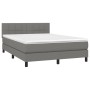 Box spring bed mattress and LED lights dark gray fabric 140x190 cm by vidaXL, Beds and slatted bases - Ref: Foro24-3133150, P...