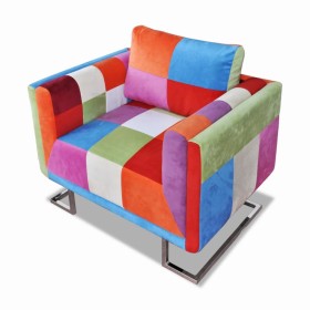 Fabric Patchwork Cube Armchair with Chrome Legs by vidaXL, Armchairs - Ref: Foro24-240895, Price: 299,43 €, Discount: %