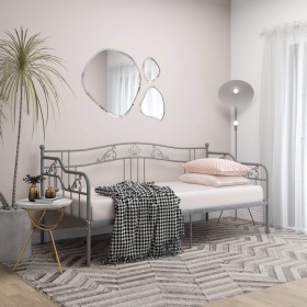 Gray metal sofa bed frame 90x200 cm by vidaXL, Beds and slatted bases - Ref: Foro24-324763, Price: 136,97 €, Discount: %