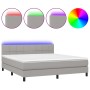 Cama box spring colchón y luces LED tela gris claro 160x200 cm de vidaXL, Camas y somieres - Ref: Foro24-3133165, Precio: 496...