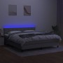 Box spring bed mattress and LED lights light gray fabric 160x200 cm by vidaXL, Beds and slatted bases - Ref: Foro24-3133165, ...