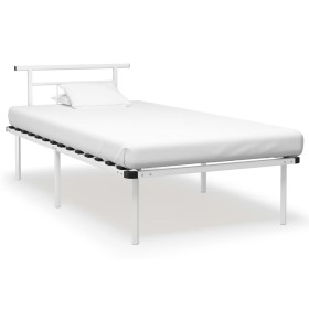 White metal bed frame 100x200 cm by vidaXL, Beds and slatted bases - Ref: Foro24-324824, Price: 65,98 €, Discount: %