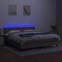 Box spring bed with mattress and LED lights taupe gray fabric 160x200 cm by vidaXL, Beds and slatted bases - Ref: Foro24-3133...