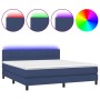 Cama box spring colchón y luces LED tela azul 180x200 cm de vidaXL, Camas y somieres - Ref: Foro24-3133179, Precio: 533,39 €,...