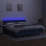 Box spring bed mattress and LED lights blue fabric 180x200 cm by vidaXL, Beds and slatted bases - Ref: Foro24-3133179, Price:...