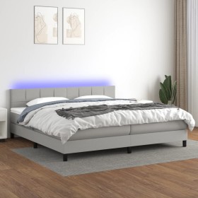 Cama box spring con colchón tela y LED gris claro 200x200 cm de vidaXL, Camas y somieres - Ref: Foro24-3133181, Precio: 567,9...