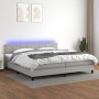 Cama box spring con colchón tela y LED gris claro 200x200 cm de vidaXL, Camas y somieres - Ref: Foro24-3133181, Precio: 575,0...